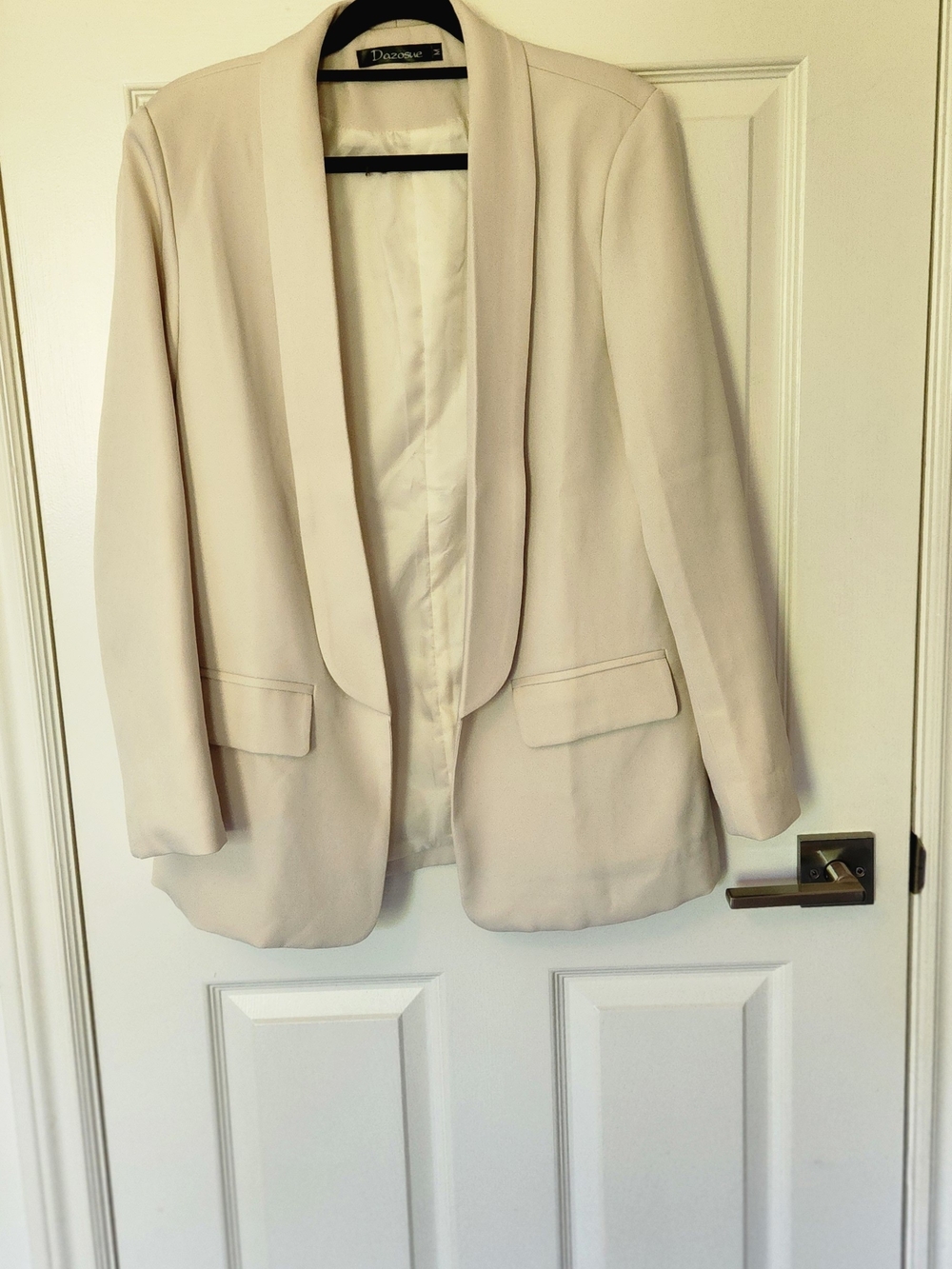 Dazosue Size M Blush Beige Open Front Longline Blazer